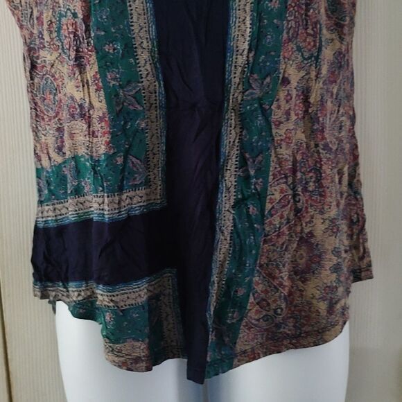 Lucky Brand multicolor short sleeve blouse top Sz M - Picture 2 of 5